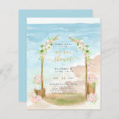 BUDGET Strand Kust Bruidsdouche Uitnodiging (Voorkant / Achterkant)