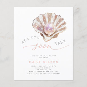 Budget strand ze je binnenkort baby shower uitnodi flyer