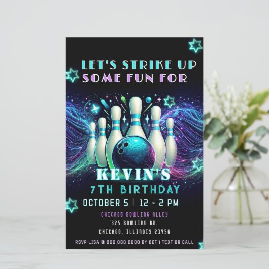 Budget Strike Up Neon Glow Bowling Birthday (Staand voorkant)