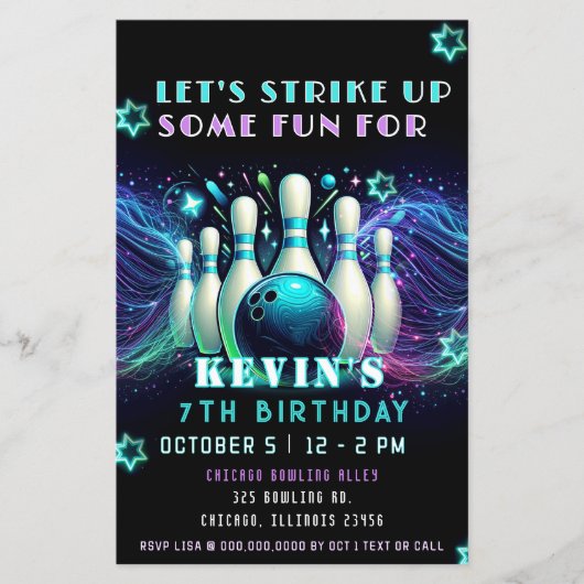 Budget Strike Up Neon Glow Bowling Birthday (Voorkant)