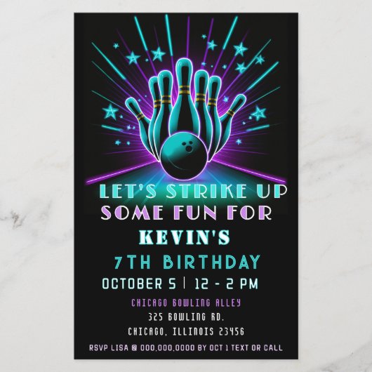Budget Strike Up Neon Glow Bowling Verjaardag (Voorkant)