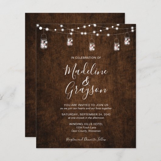 BUDGET String Light Mason Jar Rustic Wood Weddensc (Voorkant / Achterkant)