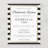 Budget Striped Gold Bridesmaids Luncheon Invite Flyer (Voorkant)