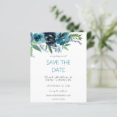 Budget Stusty Blue 2 Floral Save the Date V3 (Staand voorkant)