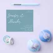Budget Stusty Blue Calligraphy Foto Wedding V2 Flyer (Enkel)
