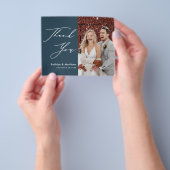 Budget Stusty Blue Elegant Script Weddenschap Dank Flyer (Hand)