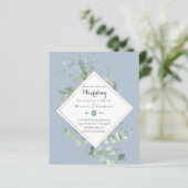 Budget Stusty Blue Eucalyptus Wedding Invita (Staand voorkant)