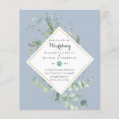 Budget Stusty Blue Eucalyptus Wedding Invita (Voorkant)