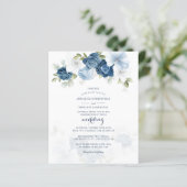 Budget Stusty Blue Floral Botanical Wedding Invite (Staand voorkant)