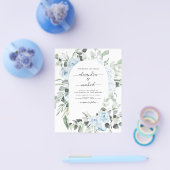 Budget Stusty Blue Floral Greenery Wedding Flyer (Enkel)