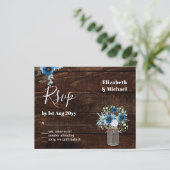 BUDGET Stusty Blue Floral RSVP Rustic Wedding (Staand voorkant)