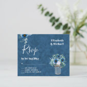BUDGET Stusty Blue Floral RSVP zwart-wit (Staand voorkant)