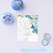 Budget Stusty Blue Floral Wedding Flyer (Enkel)