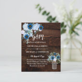 BUDGET Stusty Blue Floral Wedding Invite (Staand voorkant)
