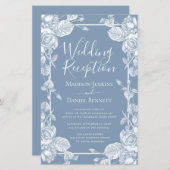 Budget Stusty Blue Floral Wedding Reception (Voorkant / Achterkant)
