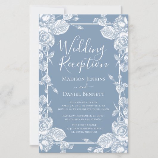 Budget Stusty Blue Floral Wedding Reception (Voorkant)