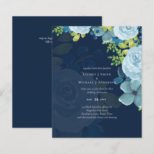 Budget Stusty Blue Flowers Sage Wedding (Voorkant / Achterkant)
