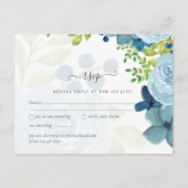 Budget Stusty Blue Flowers Sage Wedding Briefkaart (Voorkant)