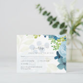 Budget Stusty Blue Flowers Sage Wedding Briefkaart (Staand voorkant)