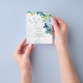 Budget Stusty Blue Flowers Sage Wedding Flyer (Hand)