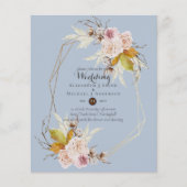 Budget Stusty Blue Herfst Floral Wedding Invitae (Voorkant)