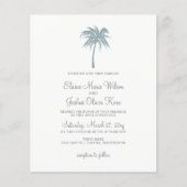 Budget Stusty Blue Palm Tree Wedding Invitations (Voorkant)