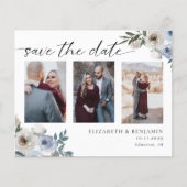 Budget Stusty Blue Photo Wedding Save the Date (Voorkant)