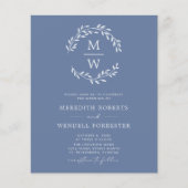 Budget Stusty Blue QR Code Monogram Weduwbrochure Flyer (Voorkant)