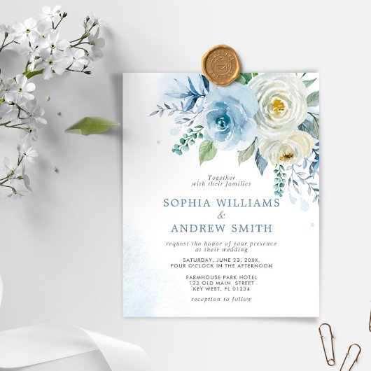 Budget Stusty Blue Roos Floral Wedding