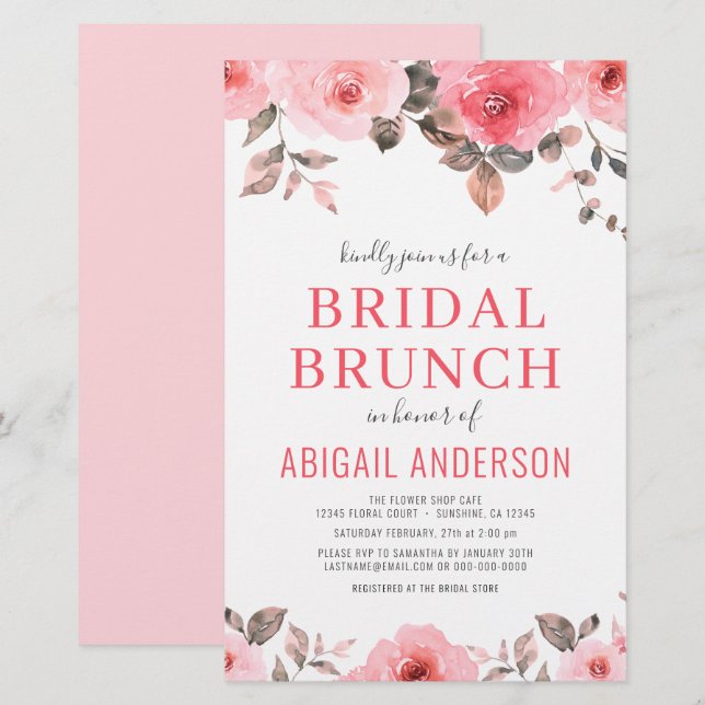 Budget Stusty Pink Floral Bridal Shower (Voorkant / Achterkant)