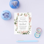 Budget Stusty Pink Rose Floral Wedding Flyer (Enkel)