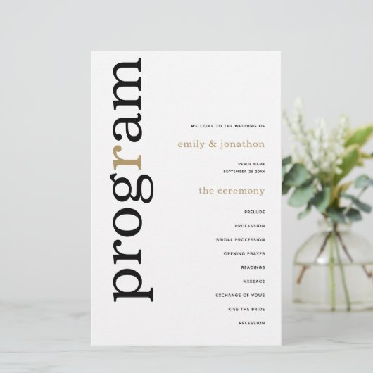 BUDGET Stylish Black Gold Programme de mariage (Debout devant)