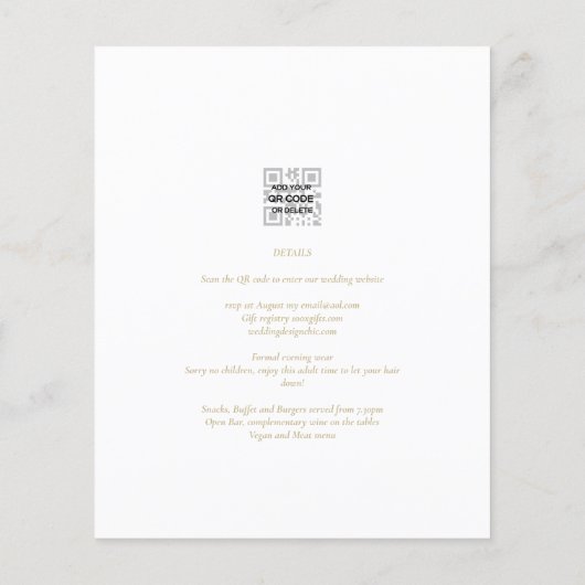 Budget Summer Floral Wedding Invite QR Code RSVP Flyer (Achterkant)