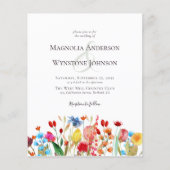 Budget Summer Floral Wildflower Wedding Invitation (Voorkant)