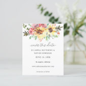 Budget Summer Sunflower Floral Save the Date (Staand voorkant)