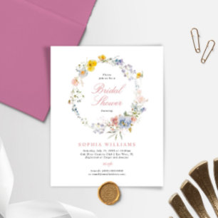Budget Summer Wildflower Bridal Shower Invitation