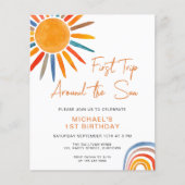 Budget Sun Boy's 1st Birthday Invitation (Voorkant)