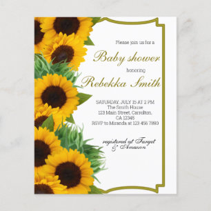 Budget Sunflower Baby shower İnvitation
