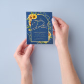 BUDGET Sunflower BLUE Weddenschap Save the Date Flyer (Hand)