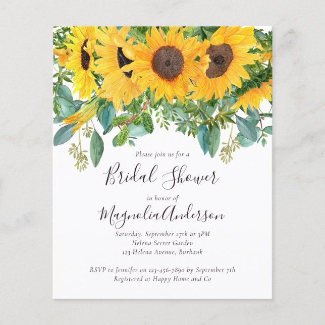 Budget Sunflower Bridal Shower Invitation (Voorkant)