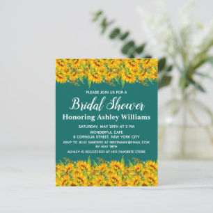 Budget Sunflower Bridal Shower Invitation Jade