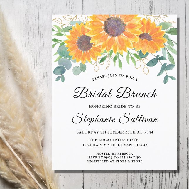 Budget Sunflower Eucalyptus Bridal Brunch Invite (Creator heeft geüpload)