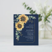 Budget Sunflower Eucalyptus Floral Wedding Invite (Staand voorkant)