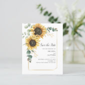 Budget Sunflower Eucalyptus Greenery Save the Date (Staand voorkant)