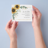 Budget Sunflower Eucalyptus Greenery Save the Date Flyer (Hand)