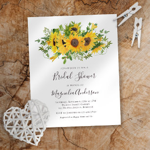 Budget Sunflower Floral Bridal Shower Invitation