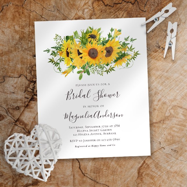 Budget Sunflower Floral Bridal Shower Invitation (Creator heeft geüpload)