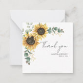 Budget Sunflower Floral Eucalyptus Wedding Notitiekaartje (Voorkant)