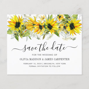 Budget Sunflower Floral Fall Wedding Save the Date