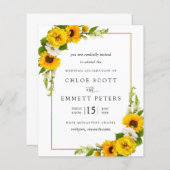 Budget Sunflower Floral Rustic Wedding Invitation (Voorkant / Achterkant)